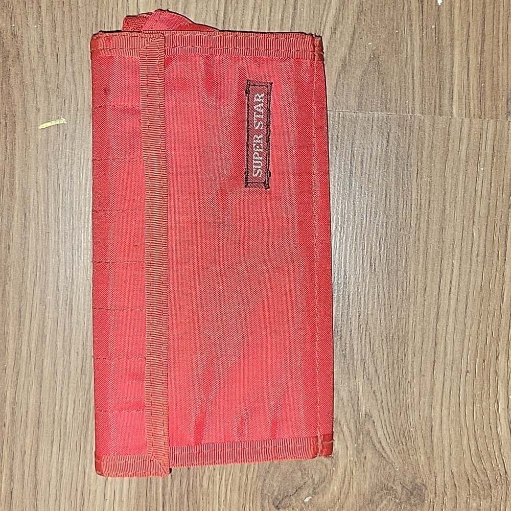 red nylon wallet